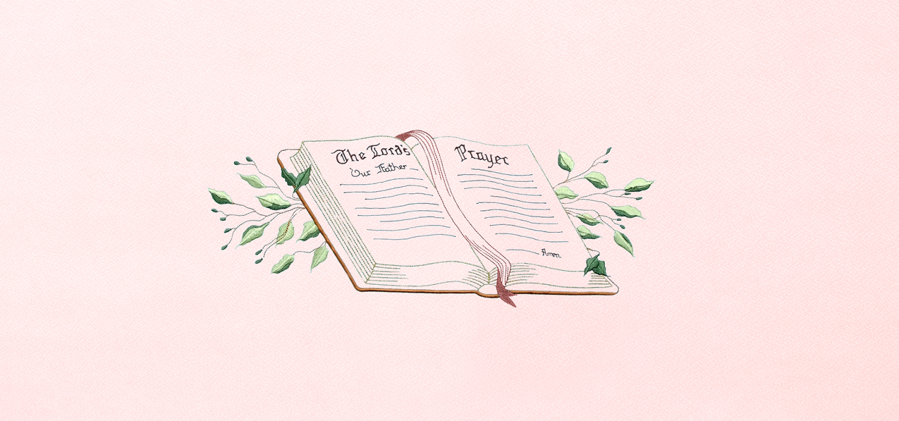 Bible Lords Prayer Pink Faux